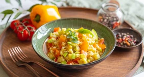 Булгур с&nbsp;кабачками и&nbsp;болгарским перцем