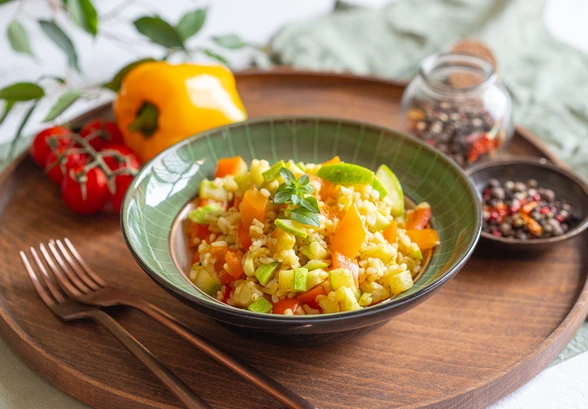 Рецепт «Булгур с&nbsp;кабачками и&nbsp;болгарским перцем»