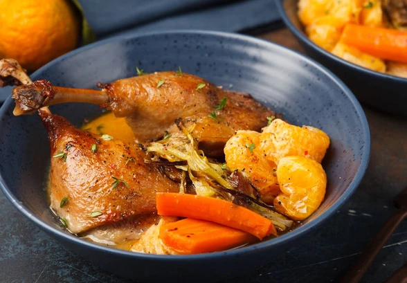 Рецепт «Утиные ножки с&nbsp;мандаринами и&nbsp;сидром»