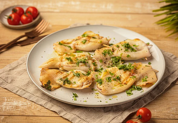 Рецепт «Фаршированные кальмары гриль»