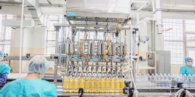 На автомате розлива смешиваются купажный сироп и&nbsp;газированная вода