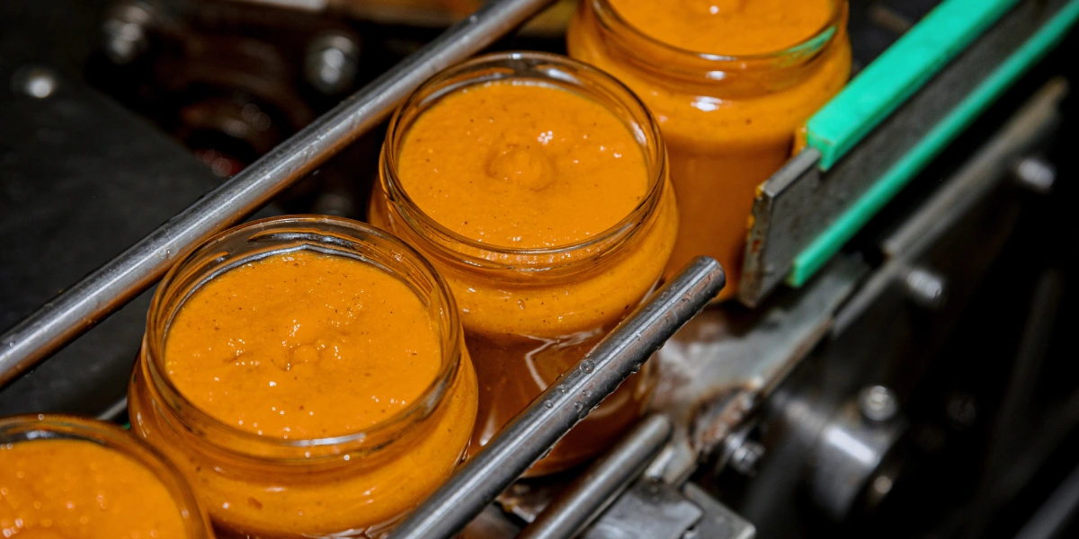 По закрытому трубопроводу уваренный кабачок, пассерованный лук и&nbsp;морковь подаются в&nbsp;варочную, где происходит смешивание ингредиентов и&nbsp;дозация готовой икры в&nbsp;банки