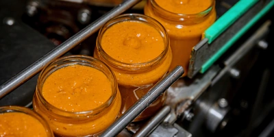 По закрытому трубопроводу уваренный кабачок, пассерованный лук и&nbsp;морковь подаются в&nbsp;варочную, где происходит смешивание ингредиентов и&nbsp;дозация готовой икры в&nbsp;банки