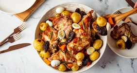 Кролик в&nbsp;духовке с&nbsp;картофелем и&nbsp;черносливом