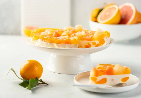 Рецепт «Йогуртовый торт с&nbsp;желе из&nbsp;цитрусов»