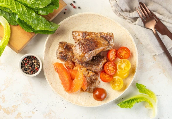 Рецепт «Горячее из&nbsp;печени и&nbsp;цитрусовых»