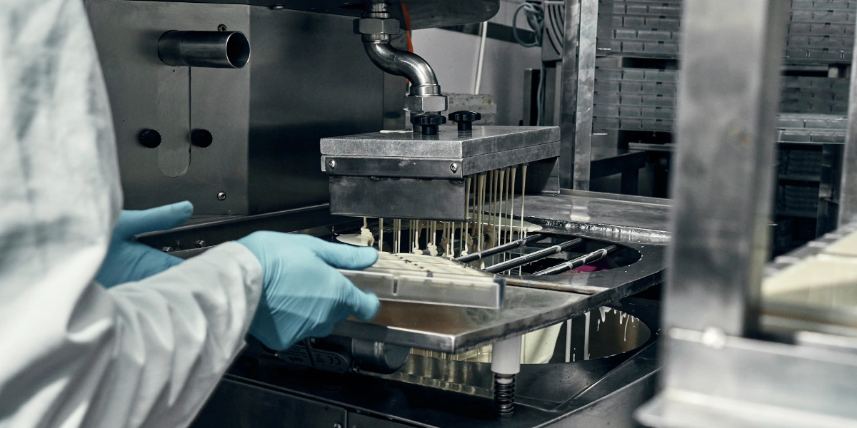 Шоколад по&nbsp;формам разливает специальная машина