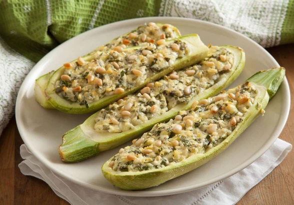Рецепт «Кабачки, фаршированные творогом и&nbsp;зеленью »