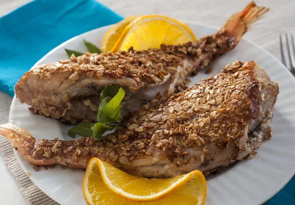 Рецепт «Окунь в&nbsp;овсяной панировке »