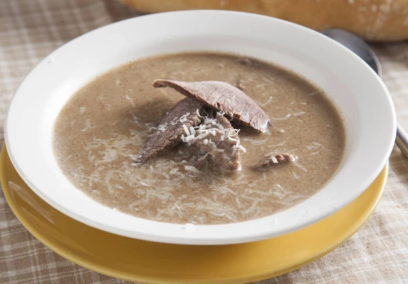 Рецепт «Мясной крем-суп с&nbsp;сыром»