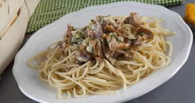 Паста с&nbsp;лисичками в&nbsp;сливочном соусе