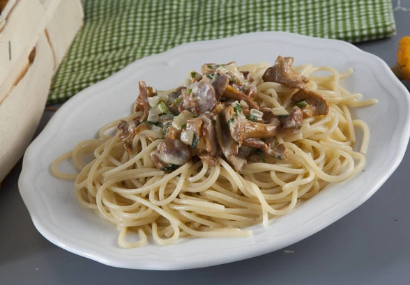 Рецепт «Паста с&nbsp;лисичками в&nbsp;сливочном соусе»