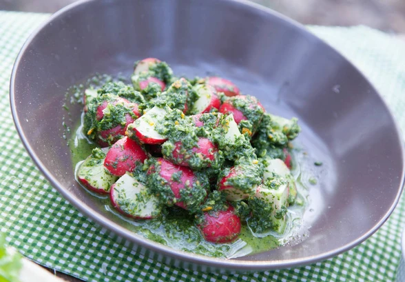 Рецепт «Салат из&nbsp;редиски с&nbsp;укропным песто »