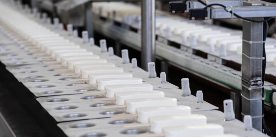 Эскимо укладывается на&nbsp;нержавеющие пластины, которые конвейер отправляет в&nbsp;камеру быстрого замораживания