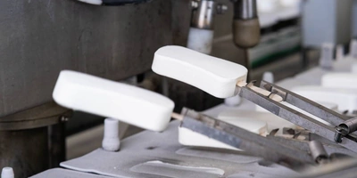 Чтобы промёрзшее мороженое легко отделялось от&nbsp;металлических пластин, на&nbsp;которых оно замораживалось, специальный молоточек ударяет по&nbsp;пластине — и&nbsp;от&nbsp;встряски мороженое отлипает 