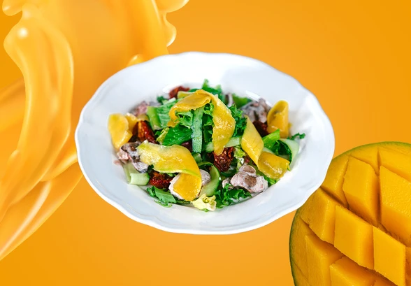 Рецепт «Тёплый салат с&nbsp;манго и&nbsp;куриной печенью»